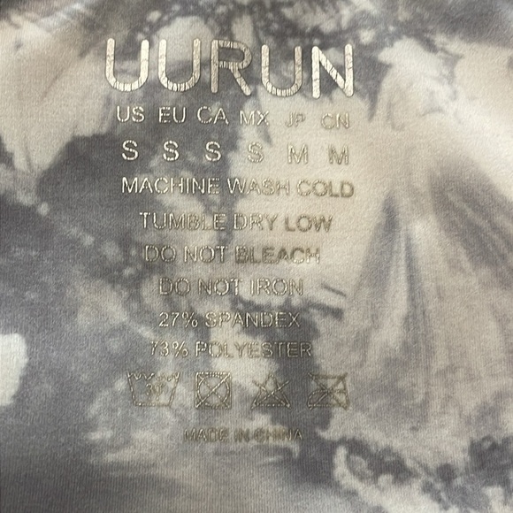 UURUN Women’s Leggings Small Grey & White Tie Dye Cropped Workout Athleisure - Picture 14 of 14